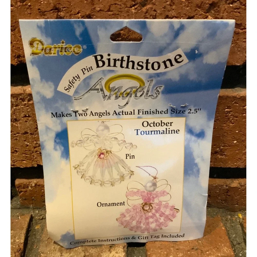 Darice Birthstone Angels Kit October‎ Tourmaline Pink Beads Makes 2 Angels
